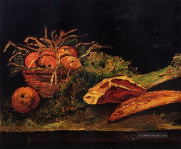 Stillleben mit Äpfeln Fleisch und eine Rolle Vincent van Gogh Ölgemälde